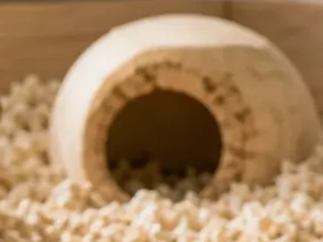 Small wooden hide in a dwarf hamster habitat.