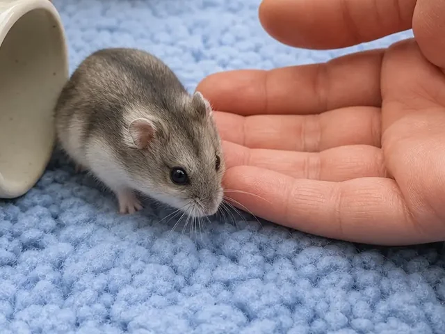 Soft low handling mat for a dwarf hamster session.
