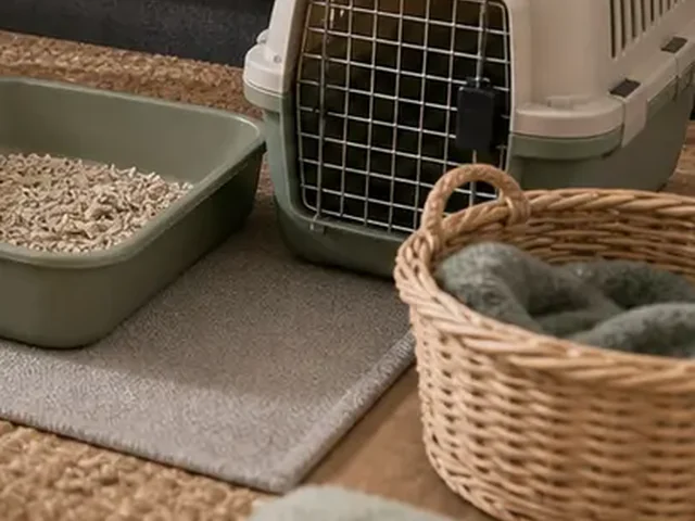 Hard-sided ventilated carrier for ferret transport.