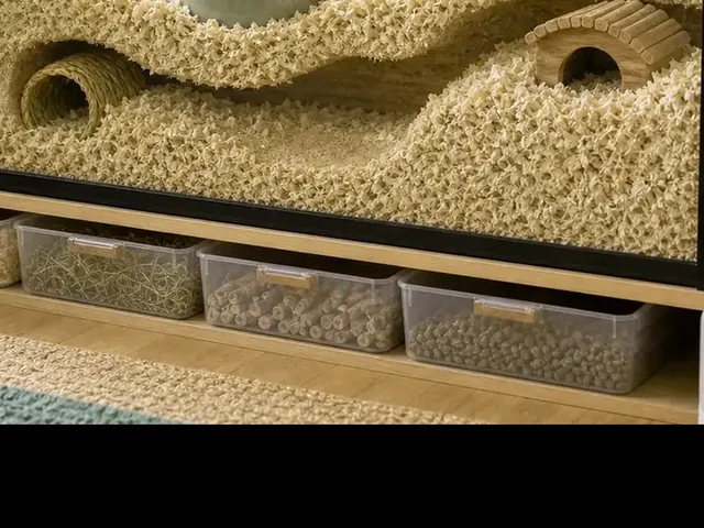 Deep burrowable bedding in a gerbil habitat.