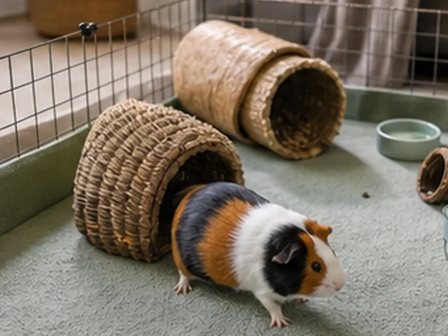 Low supervised guinea pig floor-time pen with washable floor protection.