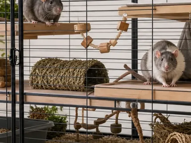 Rat cage platforms arranged as fall breaks.