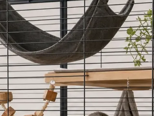 Washable hammock set in a ventilated rat cage.