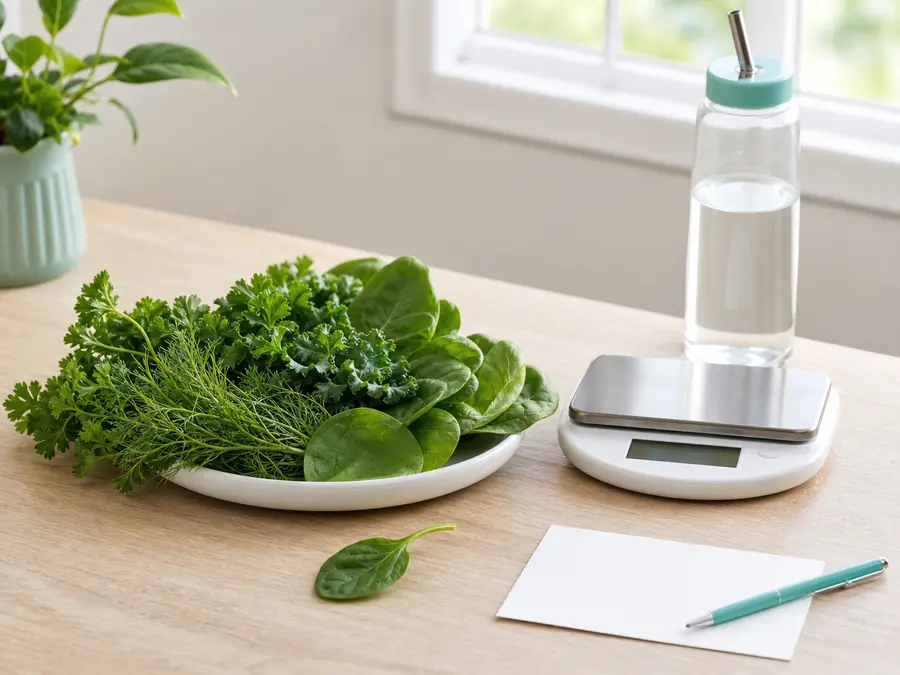 Leafy Greens prepared for a companion bird food-safety check