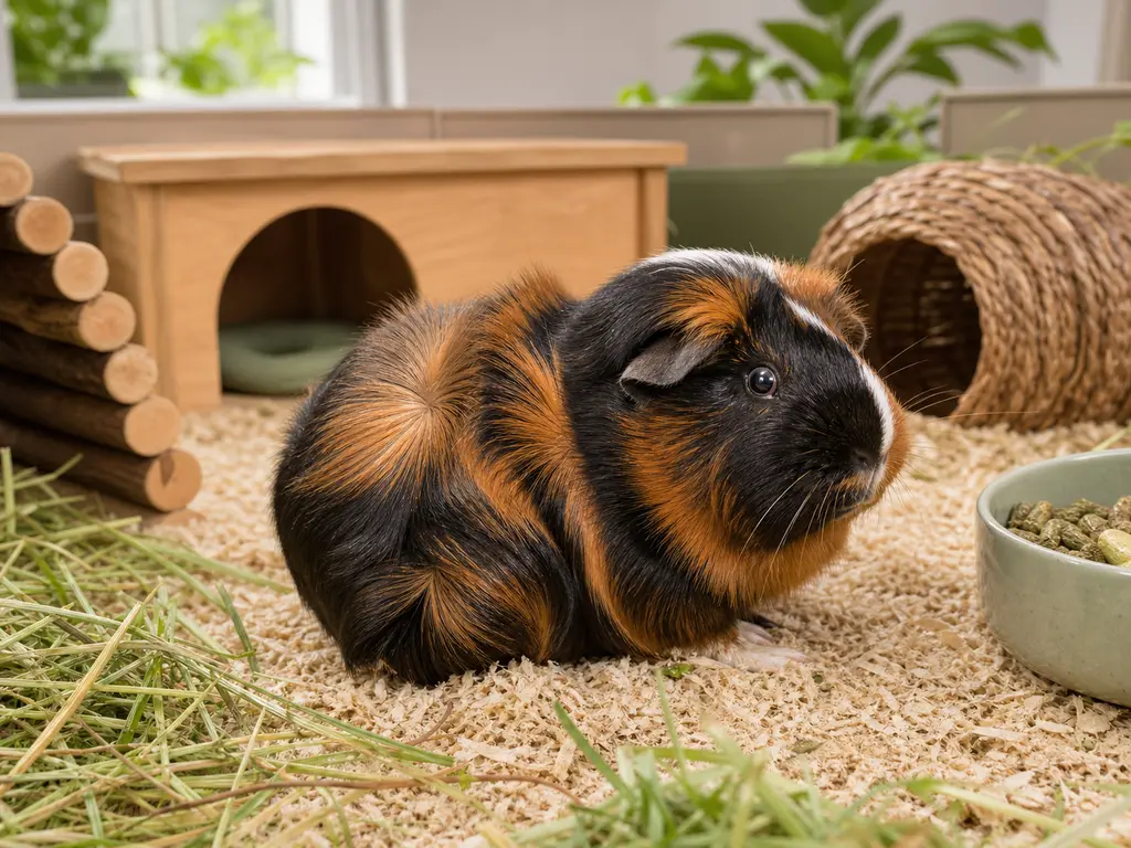 Abyssinian Satin Guinea Pig care guide image for a guinea pig setup