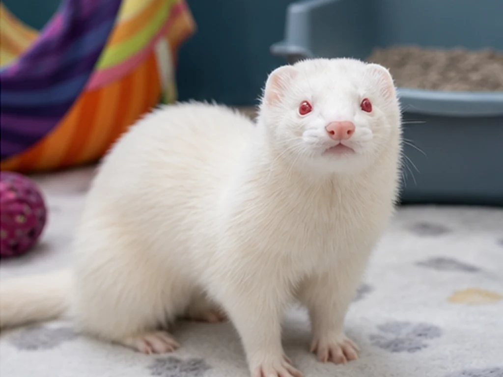 Albino Ferret care guide image for a ferret setup