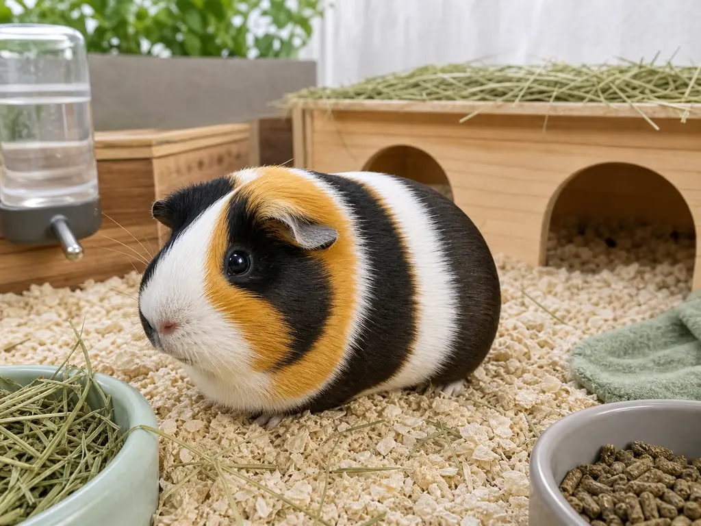 American Satin Guinea Pig care guide image for a guinea pig setup