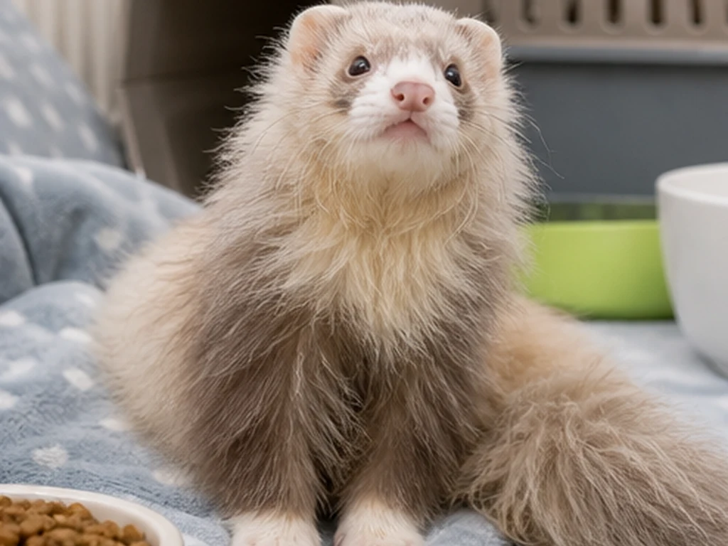 Angora Ferret care guide image for a ferret setup