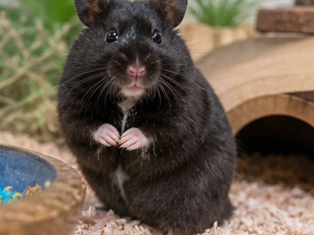 Black Bear Syrian Hamster care guide image for a hamster setup