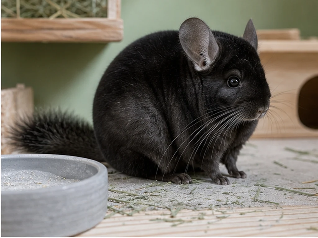 Ebony Chinchilla care guide image for a chinchilla setup