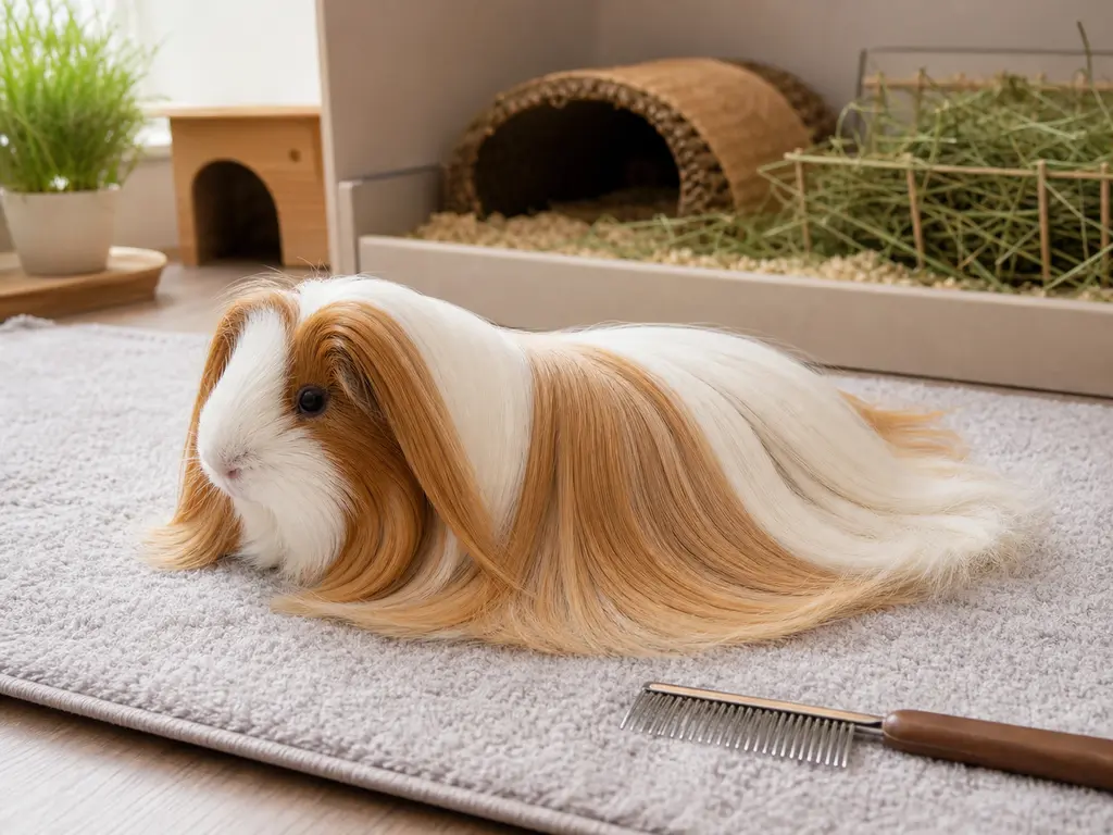 Peruvian Satin Guinea Pig care guide image for a guinea pig setup