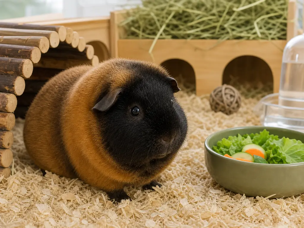 Teddy Satin Guinea Pig care guide image for a guinea pig setup
