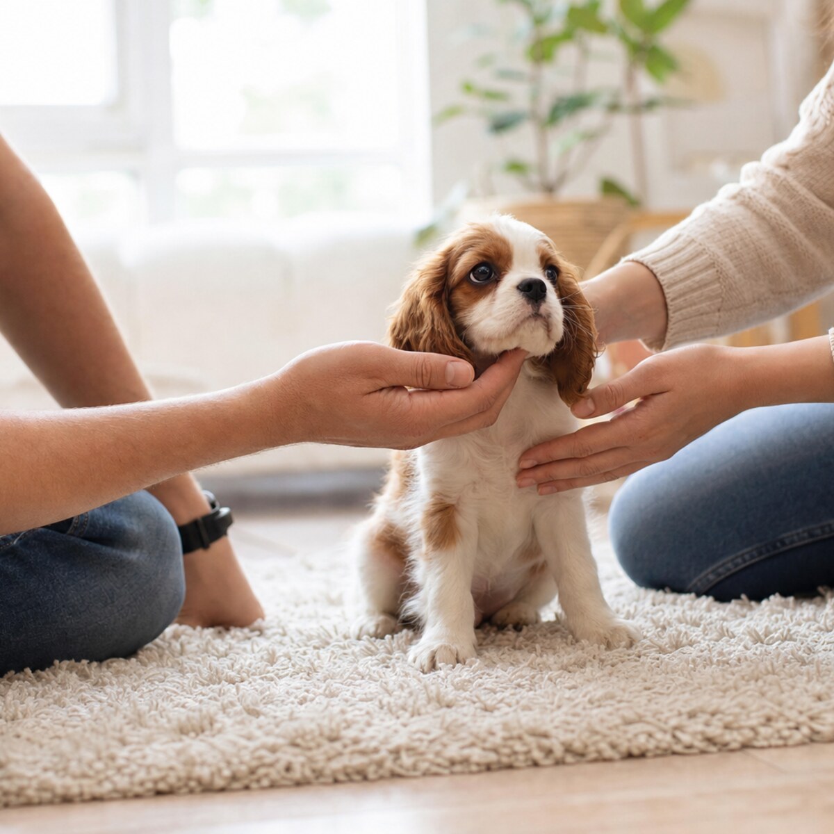 Dog practicing a calmer visitor reset.