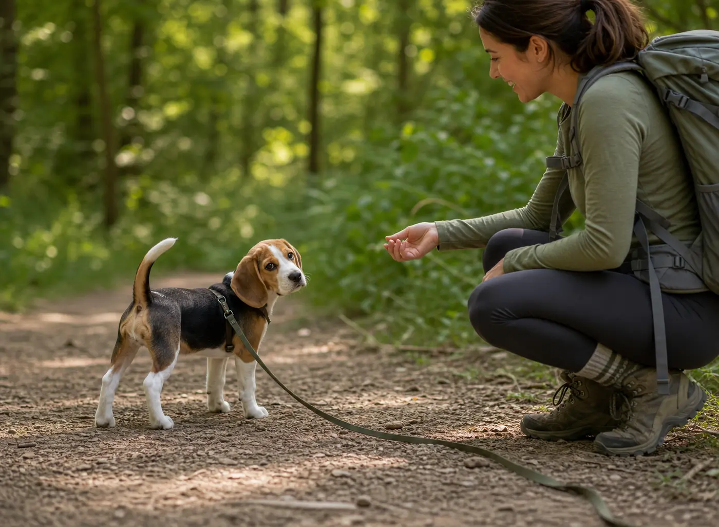 Dog working at a comfortable distance from distractions.