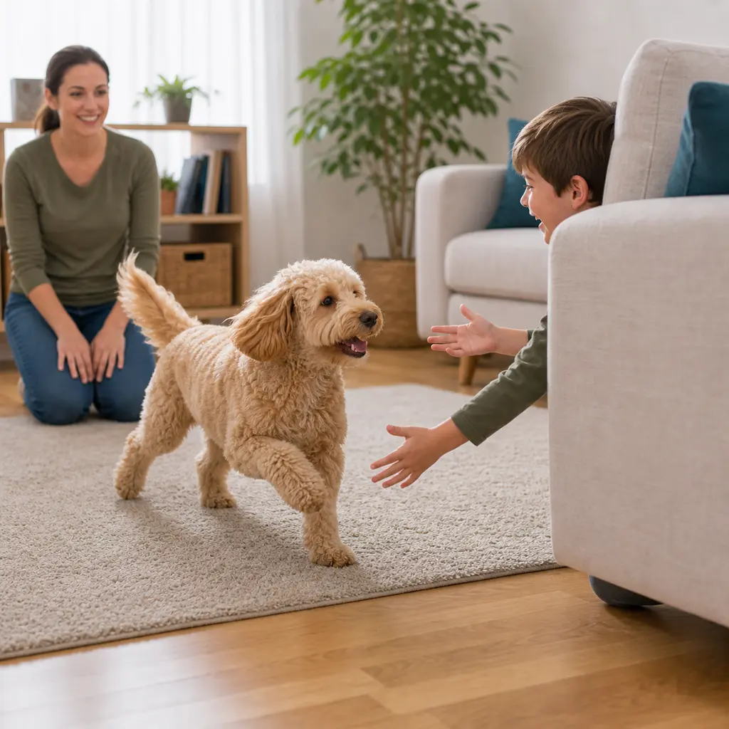 Cockapoo practicing find your person
