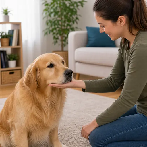 Golden Retriever practicing chin rest